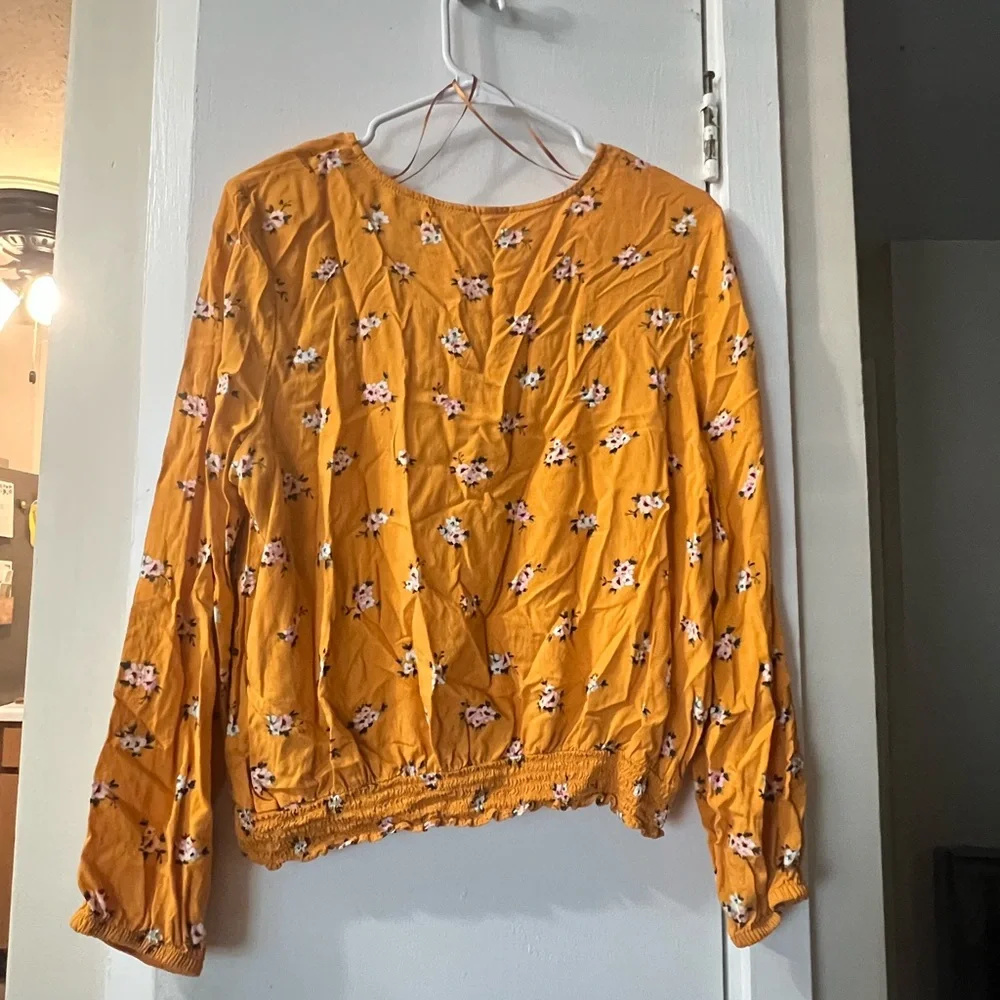 Mudd Mustard Floral Button-Up Blouse - Picture 4 of 4